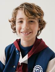 Kids Embroidered Varsity Premium Fleece Bomber Jacket
