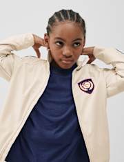 Kids Embroidered Patch Zip Up Track Jacket