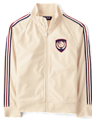 Kids Embroidered Patch Zip Up Track Jacket