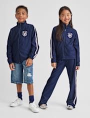 Kids Embroidered Patch Zip Up Track Jacket