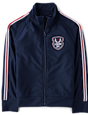 Kids Embroidered Patch Zip Up Track Jacket