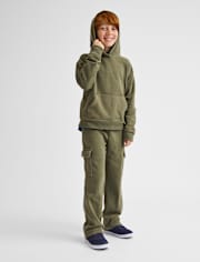 Pantalon cargo ample en polaire teint en pièce pour enfant