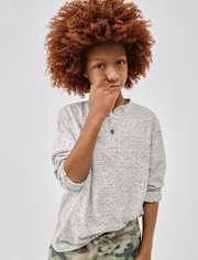 Boys Marled Henley Top