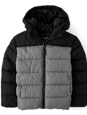 Boys Colorblock Hooded Puffer Jacket