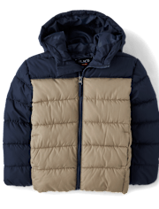 Boys Colorblock Hooded Puffer Jacket