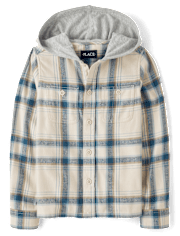 Boys Plaid Flannel Hooded Top