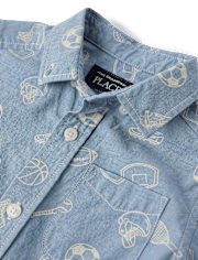 Baby And Toddler Boys Sports Poplin Button Up Shirt