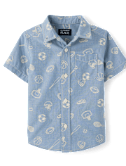 Baby And Toddler Boys Sports Poplin Button Up Shirt