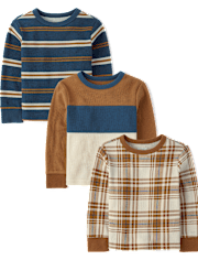 Baby And Toddler Boys Colorblock Thermal Top 3-Pack