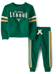 Baby And Toddler Boys Applique Varsity Premium Fleece 2-Piece Outfit Set