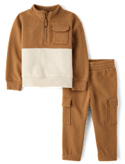 Baby And Toddler Boys Colorblock Premium Fleece 2-Piece Outfit Set