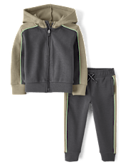 Baby And Toddler Boys Colorblock Scuba 2-Piece Outfit Set