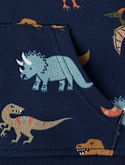 Baby And Toddler Boys Print Premium Fleece Sherpa Lined Zip Up Hoodie
