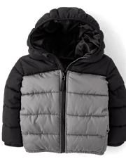 Toddler Boys Colorblock Hooded Puffer Jacket