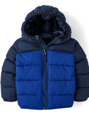 Toddler Boys Colorblock Hooded Puffer Jacket