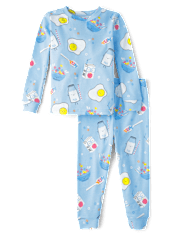 Baby And Toddler Boys Breakfast Henley Snug Fit Cotton Pajamas