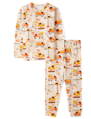 Baby And Toddler Boys Construction Vehicle Snug Fit Cotton Pajamas