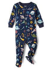 Baby And Toddler Boys Space Snug Fit Cotton Footed One Piece Pajamas