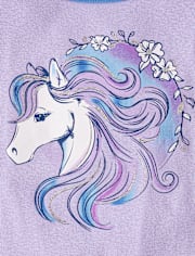 Girls Horse Snug Fit Cotton Henley Pajamas