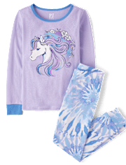 Girls Horse Snug Fit Cotton Henley Pajamas