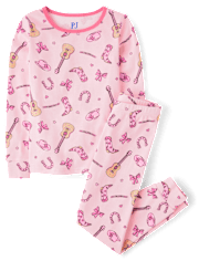 Girls Bow Cowgirl Snug Fit Cotton Pajamas