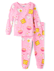 Baby And Toddler Girls Breakfast Snug Fit Cotton Pajamas