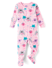 Baby And Toddler Girls Monster Ballerina Snug Fit Cotton Footed One Piece Pajamas