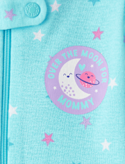 Baby And Toddler Girls Space Snug Fit Cotton Footed One Piece Pajamas 2-Pack