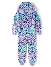 Girls Leopard One Piece Pajamas - Cozy Fleece
