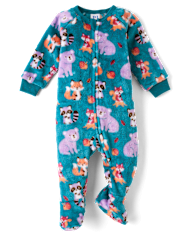 Baby And Toddler Girls Critter Footed One Piece Pajamas - Cozy Fleece