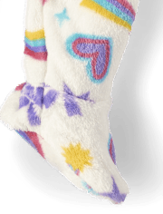 Baby And Toddler Girls Doodle Footed One Piece Pajamas - Cozy Fleece