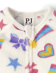 Baby And Toddler Girls Doodle Footed One Piece Pajamas - Cozy Fleece