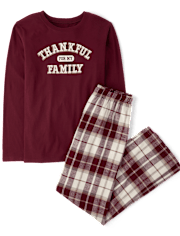 Pyjama assorti pour adultes, motif famille reconnaissante pour la famille, en coton et flanelle