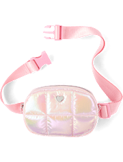 Girls Iridescent Quilted Heart Belt Bag