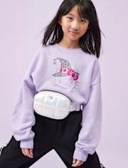 Sac ceinture matelassé irisé en forme de cœur pour fille
