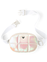Girls Iridescent Quilted Heart Belt Bag