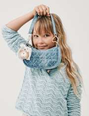 Girls Quilted Heart Denim Shoulder Bag