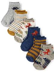 Lot de 6 paires de chaussettes midi dinosaures pour tout-petits garçons