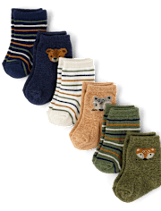 Lot de 6 paires de chaussettes mi-longues à motif animal pour bébé garçon