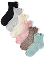 Girls Ruffle Pointelle Midi Socks 6-Pack