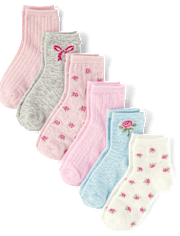 Girls Floral Midi Socks 6-Pack