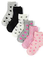 Lot de 6 paires de chaussettes mi-longues à nœud pour fille