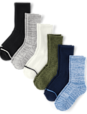 Boys Marled Cushioned Crew Socks 6-Pack