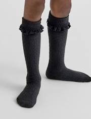 Lot de 2 paires de chaussettes pour bottes en tricot torsadé pour fille