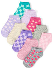 Girls Floral Ankle Socks 10-Pack
