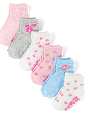 Lot de 6 paires de chaussettes mi-longues à nœud pour petites filles