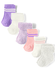 Baby Girls Striped Midi Socks 6-Pack