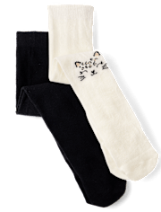 Baby Girls Cat Tights 2-Pack