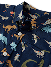 Baby And Toddler Boys Dino Poplin Button Up Shirt
