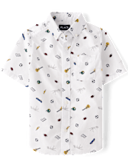 Boys Doodle Poplin Button Up Shirt